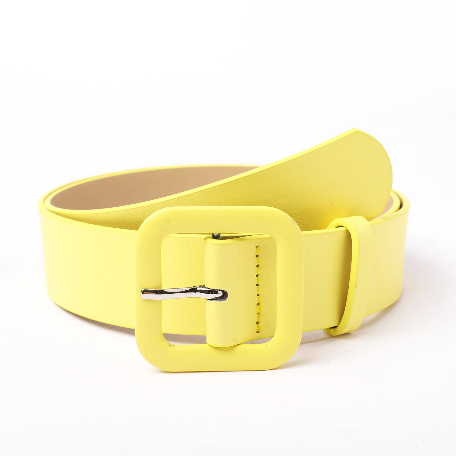 Ceinture unie colorée avec boucle carrée réglable - Jaune, 100 cm - Kf s a b cb af e dfc a x - Tenue de festival