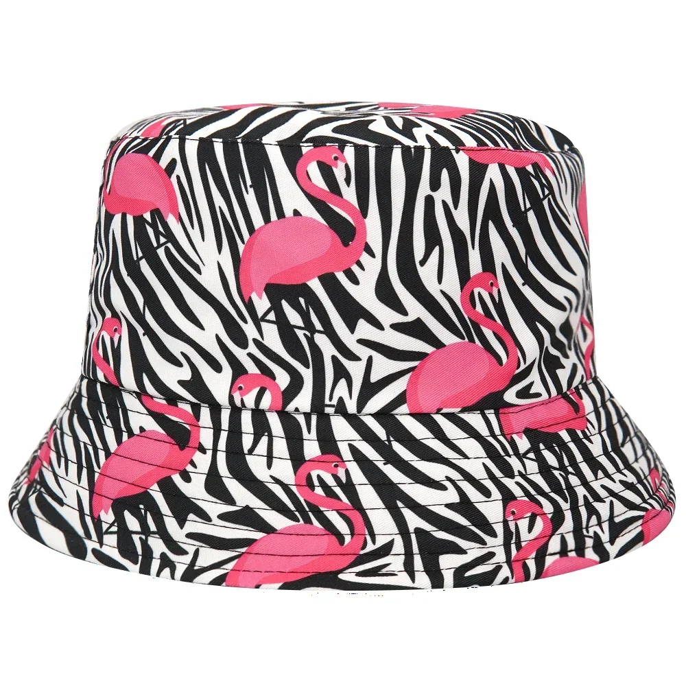 Bob motif flamants roses sur fond zébré - Kf s e f b c ab c fb l - Tenue de festival