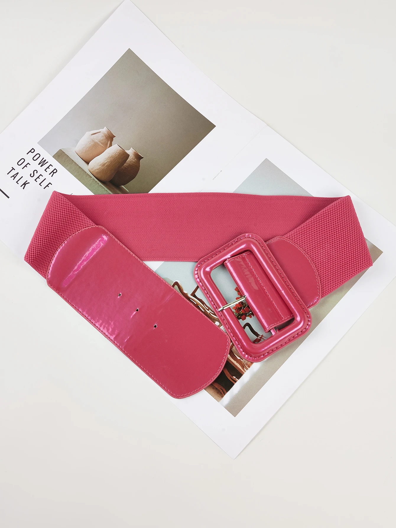 Ceinture large élastique vernie avec boucle carrée oversize - Kf sa e beac bb e e d a dk - Tenue de festival