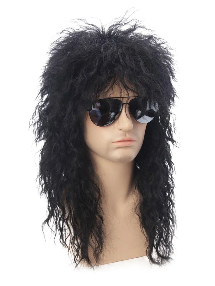 Perruque bouclée volumineuse style Rock Métal - Kf sccf aba eb ec caab a u perruque longue et boucl e en fibre synth tique pour homme style rock or rapmetal punk - Tenue de festival